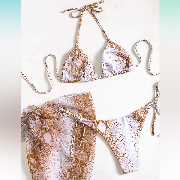 Snakeskin Print 3pc Bikini 👙 NEVER WORN - Picture 3 of 7